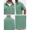 thumbnail image 7 of DARING DIVA Men's Linen Chest Pockets Short Sleeves Button Down  Shirt S Green, 7 of 7