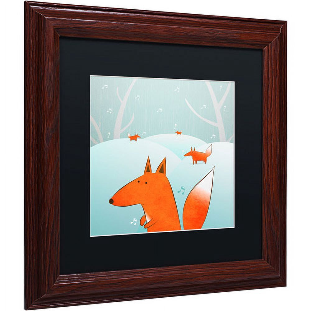 Trademark Fine Art "Winter Foxes" Canvas Art by Carla Martell, Black Matte, Wood Frame