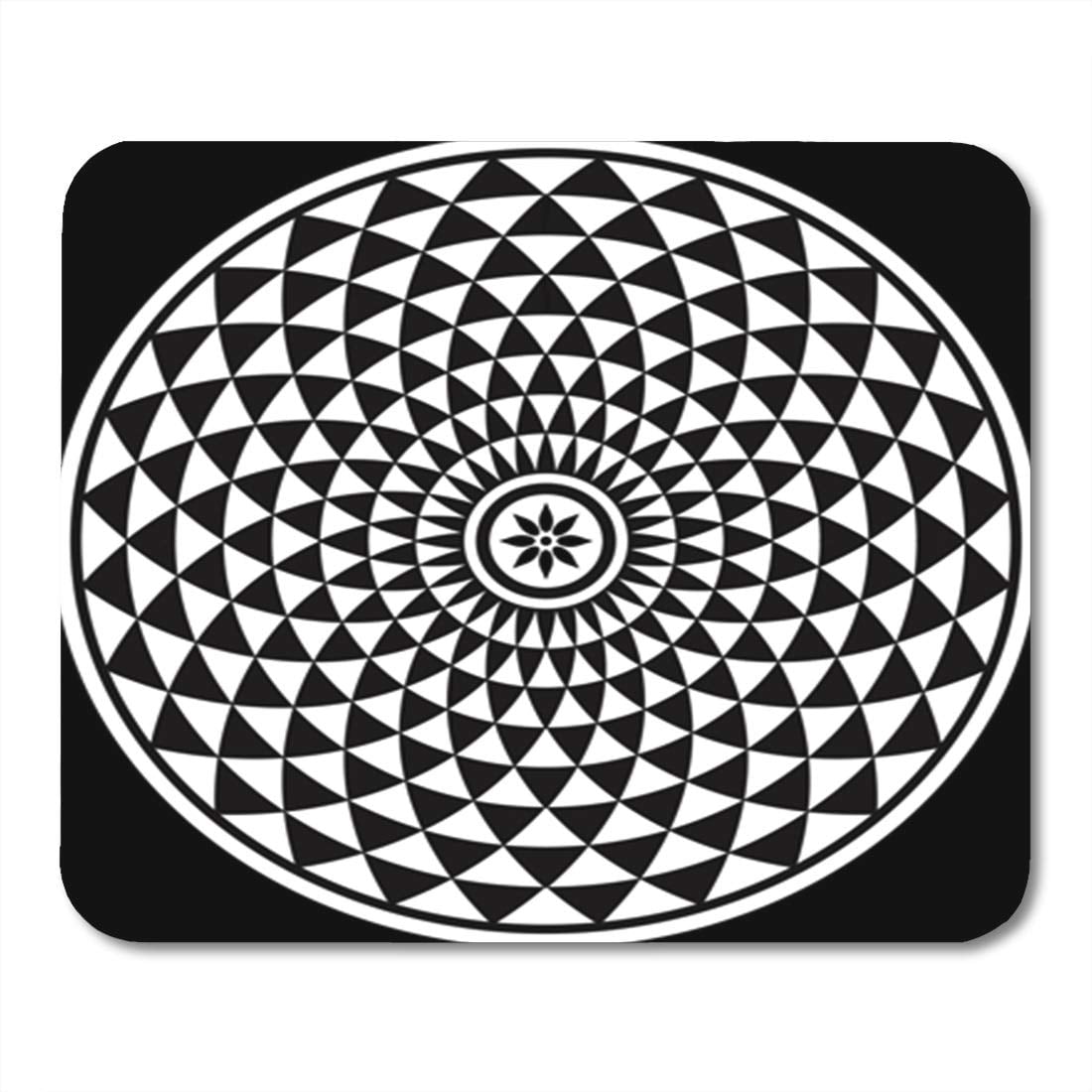 KDAGR Pattern Black and White Circular Fractal Radial Geometric Optical