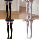 thumbnail image 2 of Womens Silk Thigh High Stockings Japanese Harajuku JK Cute Cats Claw Print Anime Cosplay Over Knee Long Socks Hosiery White, 2 of 4
