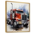 thumbnail image 2 of Designart "Heavy Duty Hauler Red Semi Truck II" Truck Floater Framed Canvas Print, 2 of 7