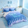 thumbnail image 2 of meiyoeat Blue Ice Initial E 7-Piece Twin Bedding,Cute Bow Sparkle Print Monogram Art Bedding Comforter Set For Girl,Colorful Stars Reversible, 2 of 7