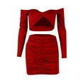 thumbnail image 4 of Women's 2-Piece Crop Top & Bodycon Skirt Set - Ruched Design - Sexy Party Outfit (XS-XXL), 4 of 4