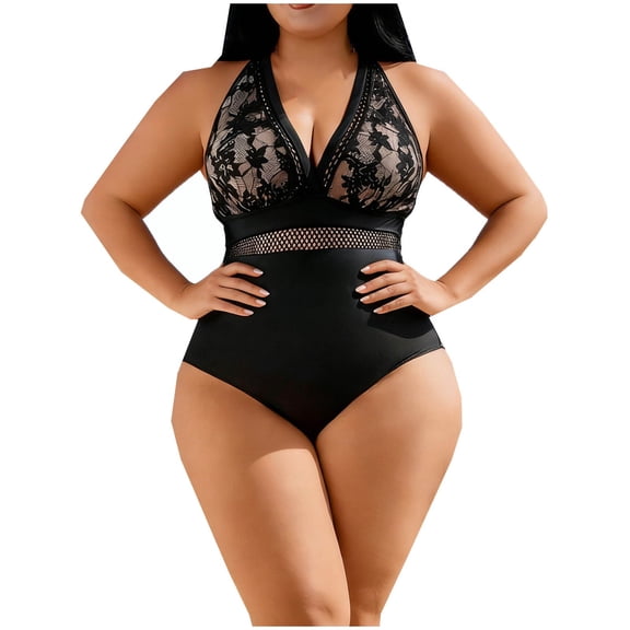 Summer Swimsuits for Women 2026,Women Plus Size One Piece Swimsuits V Neck Bathing Suit Hollowed Out Swimwear
