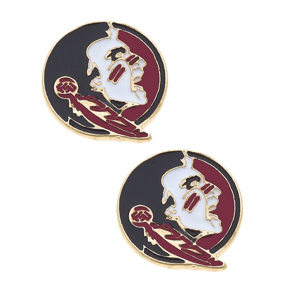 Women' CANVAS Style Florida State Seminoles Enamel Stud Earrings
