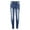 Blue, variant on Children Girls Skinny Zipper Pocket Ripped Jeans Button Taper Denim Pants 6-7Y
