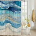 thumbnail image 4 of Fabric Shower Curtain Abstract Blue Gradient Beach Ocean Wave Oil Painting Shower Curtains with 12 Hooks Waterproof Machine Washable Bath Curtains for Bathroom, 36 x 72in, 4 of 6
