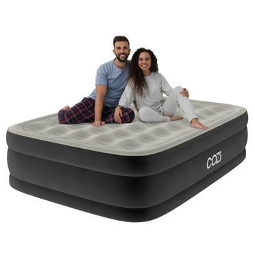 Tzumi Cozi 20" Queen Size Air Mattress Inflatable Bed with Built-In Pump for Home, Travel & Camping