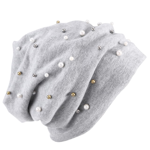 MasteelfCA Bonnet Chaud Tout-Aller Décontracté Polyester Perles Brillantes Bonnets pour Femmes (Gris)
