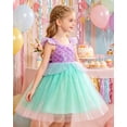 thumbnail image 3 of Girls Sequins Mermaid Princess Dress Kids Mermaid Party Costme Undersea Dress up Costume Sets, 3 of 6