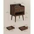 thumbnail image 2 of Nightstands, Set of 2, Bedside Tables with Hidden Drawers, Mid-Century End Tables with Solid Wood Legs, Side Tables for Bedroom, Natural Walnut, 2 of 8