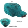 thumbnail image 4 of SILVERFEVER Women's Military Cadet Cap Hat - Patch Cotton - Studded & Embroidered Turquoise, Cross Suede, 4 of 7