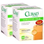 Curad Sensitive Skin Flexible Sterile Bandages, 3/4" x 3", 100 Count (Pack of 2)