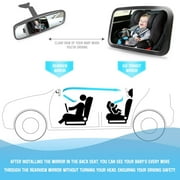 Soontrans Baby Car Mirror, Rear Facing Car Seat Mirror Safety for Infant Newborn Baby Car Mirror with Wide Rearview & 360° Rotation, Shatterproof & Easy Assembled Crash Tested