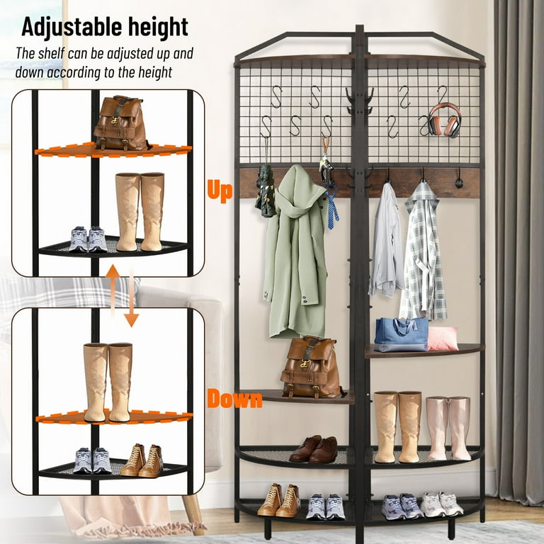 XXLYY Corner Coat Rack with Shoe Storage, Multifunctional Entryway
