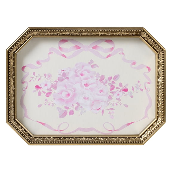 Mainstays Gold Framed Canvas Art with Pink Floral and Bows