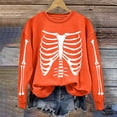 thumbnail image 2 of WAGUTH Women's Halloween Print Sweatshirts Skeleton Rib Cage Graphic Crew Neck Long Sleeve Casual Pullover Tops for Party Outfits,S, 2 of 6