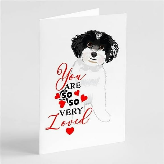 Shih-Tzu Black and White #4 so Loved Greeting Cards and Envelopes Pack of 8 7 in x 5 in