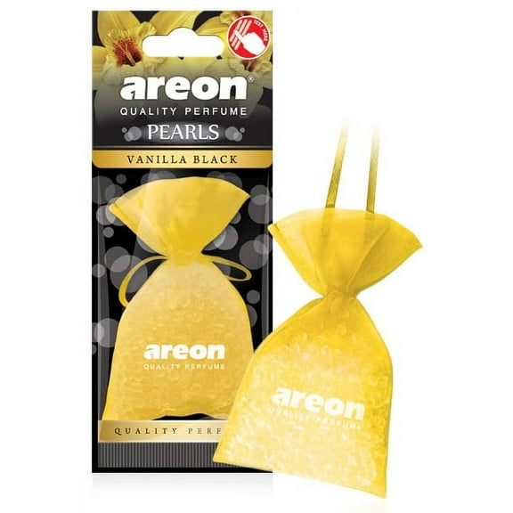 AREON Pearls I Car & Home Air Freshener I Quality Perfume I Vanilla Black (Pack of 3)