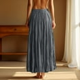 thumbnail image 4 of Yucgh Women's Pleated Solid Color Maxi Skirt with Large Swing, A-line Floor Length Skirt, Casual Flowy Skirt with Elastic Waist,Dark Gray,M, 4 of 8