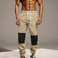 thumbnail image 3 of HOOMEUMY Men Joggers Pants Drawstring Elastic Waist Baggy Pants for Men Workout Running Gym Sweat Pants (Khaki,L), 3 of 7