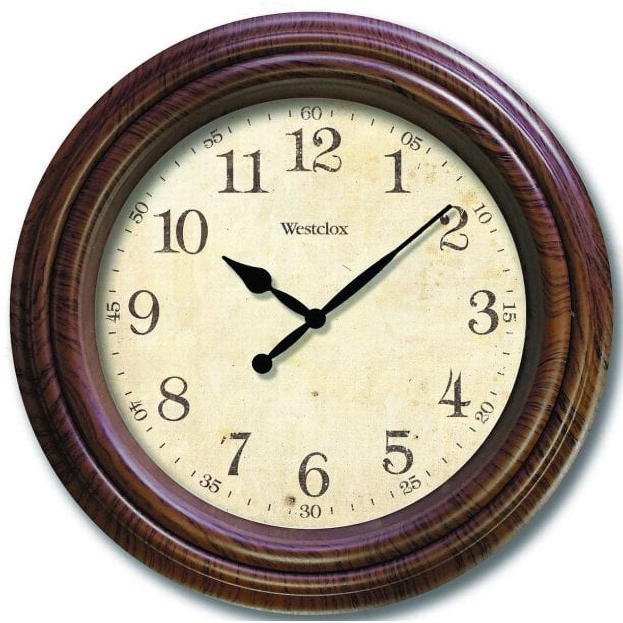 Westclox 10" Woodgrain Finish Distressed Dial Wall Clock