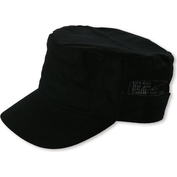 Sean John Mens Standard Runway Issue Snap Back Military Sombrero, Negro, M/L