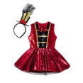 thumbnail image 3 of Yartina Girls Circus Ringmaster Outfits Halloween Sequins Tutu Leotard Dancewear for Kids Dress-Up Red 14, 3 of 7
