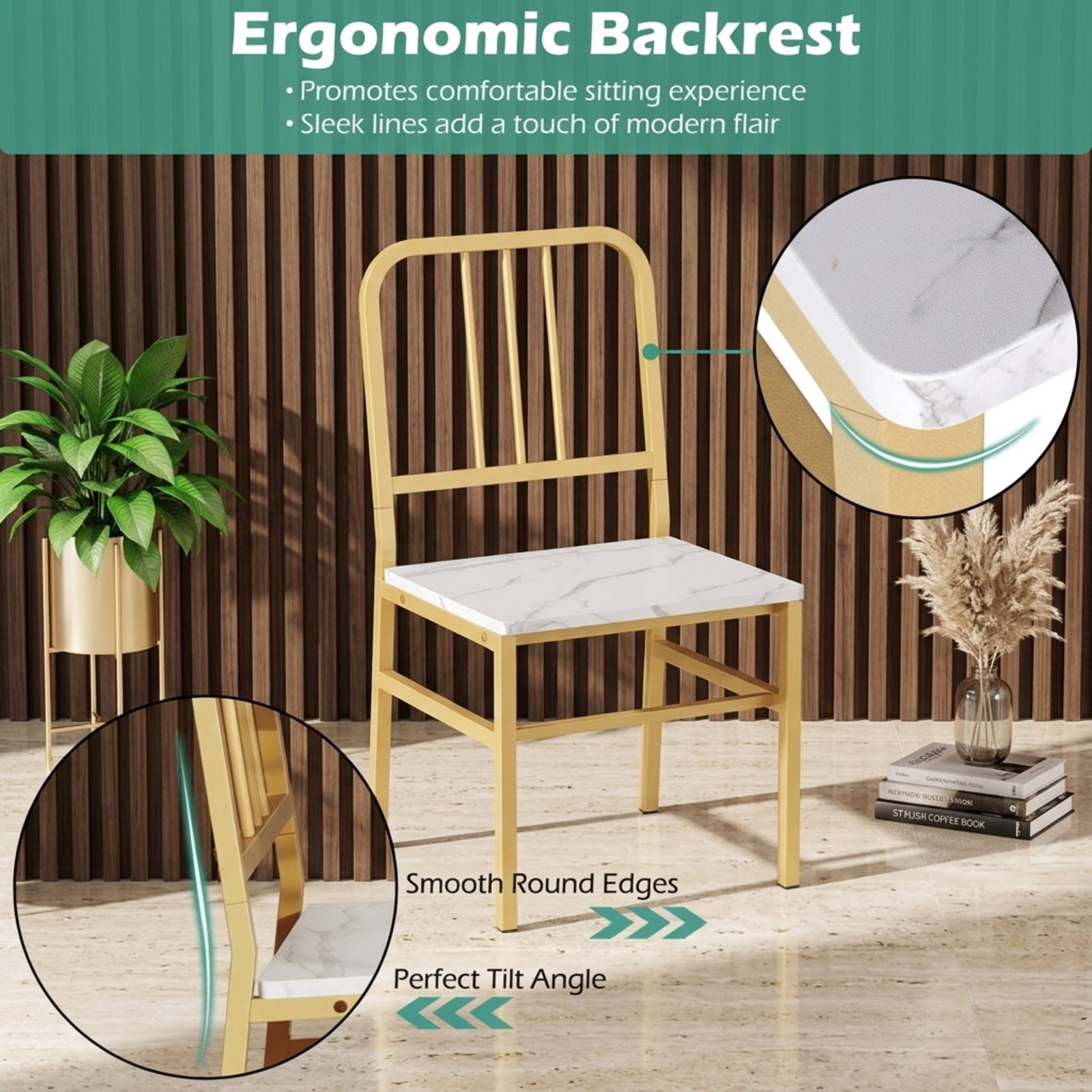 Furnibear 3-Piece Dining Table Set with Rectangular Kitchen Table and 2 Chairs for Kitchen Dining Room Breakfast Nook Home, White