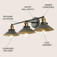 thumbnail image 3 of JONATHAN Y July 26.5" 3-Light Industrial Farmhouse Metal Vanity Light, Rustic Dark Gray/Brass Gold, 3 of 7