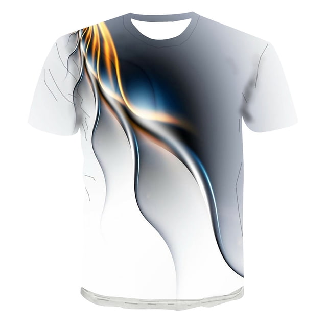 LUOGENLI T-shirts pour Hommes T-shirts 3D Nouveauté Hommes T-shirts Graphiques Amusants T-shirts Imprimés 3D Col Rond Manches Courtes Été Décontracté T-shirts Blouse Tops Blanc TTTG