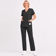 thumbnail image 2 of VV AVEORS Scrub Suit Set For Women Modern V-Neck Top & Tapered Leg Cargo Pants Medical Nursing Uniforms Set Black M, 2 of 7