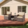 thumbnail image 5 of Senfot 5-Piece Outdoor Rattan Furniture Set, Rattan + Soft Cushion, Outdoor Sofa Set for Patio Garden Brown+Gray, 5 of 9