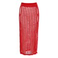 thumbnail image 1 of Pudcoco Women Summer Slim Fit Hollow Out High Waisted Solid Color Knit Skirt, 1 of 2