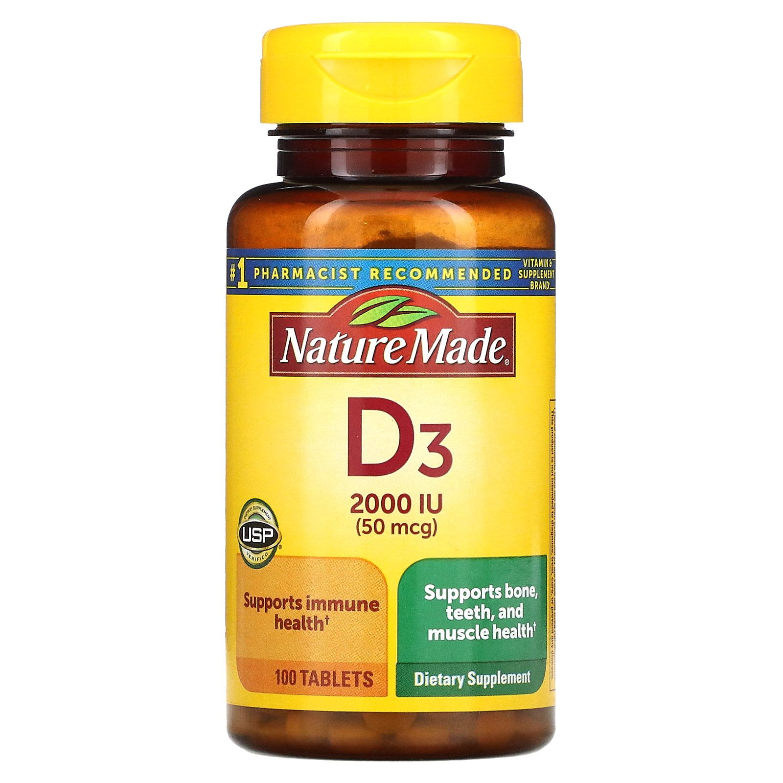 Nature Made Vitamin D3 2000 IU (50 mcg) Tablets, 100 Count