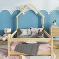 thumbnail image 2 of Yoneston Twin Kids Floor Bed House Headboard Platform Bed Frame with Fence and Door for Girls Boys, Natural, 2 of 8