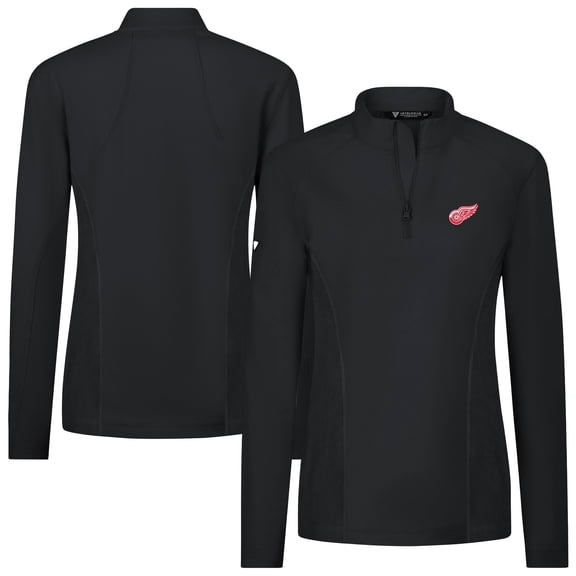 Women's Levelwear Black Detroit Red Wings Upright Quarter-Zip Pullover