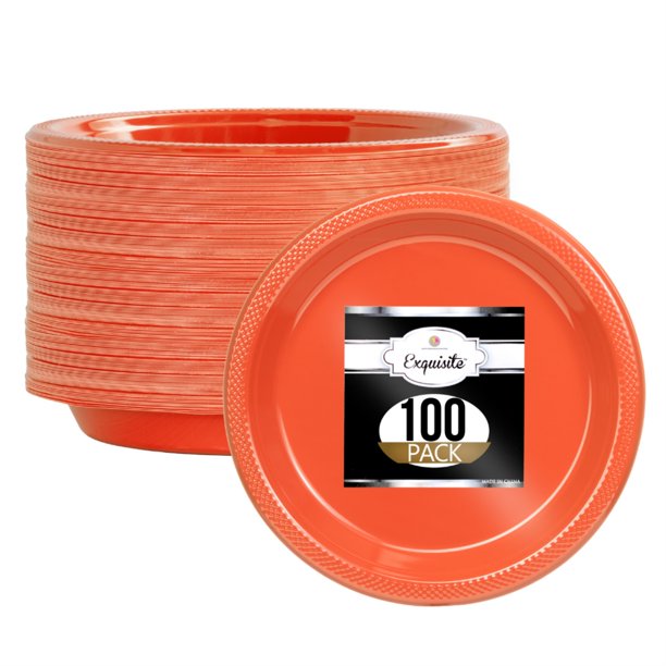 9" Disposable Plastic Plates Bulk 100 Count Party Pack Premium
