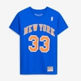 thumbnail image 2 of Men's Mitchell & Ness Patrick Ewing Blue New York Knicks Hardwood Classics Stitch Name & Number T-Shirt, 2 of 6