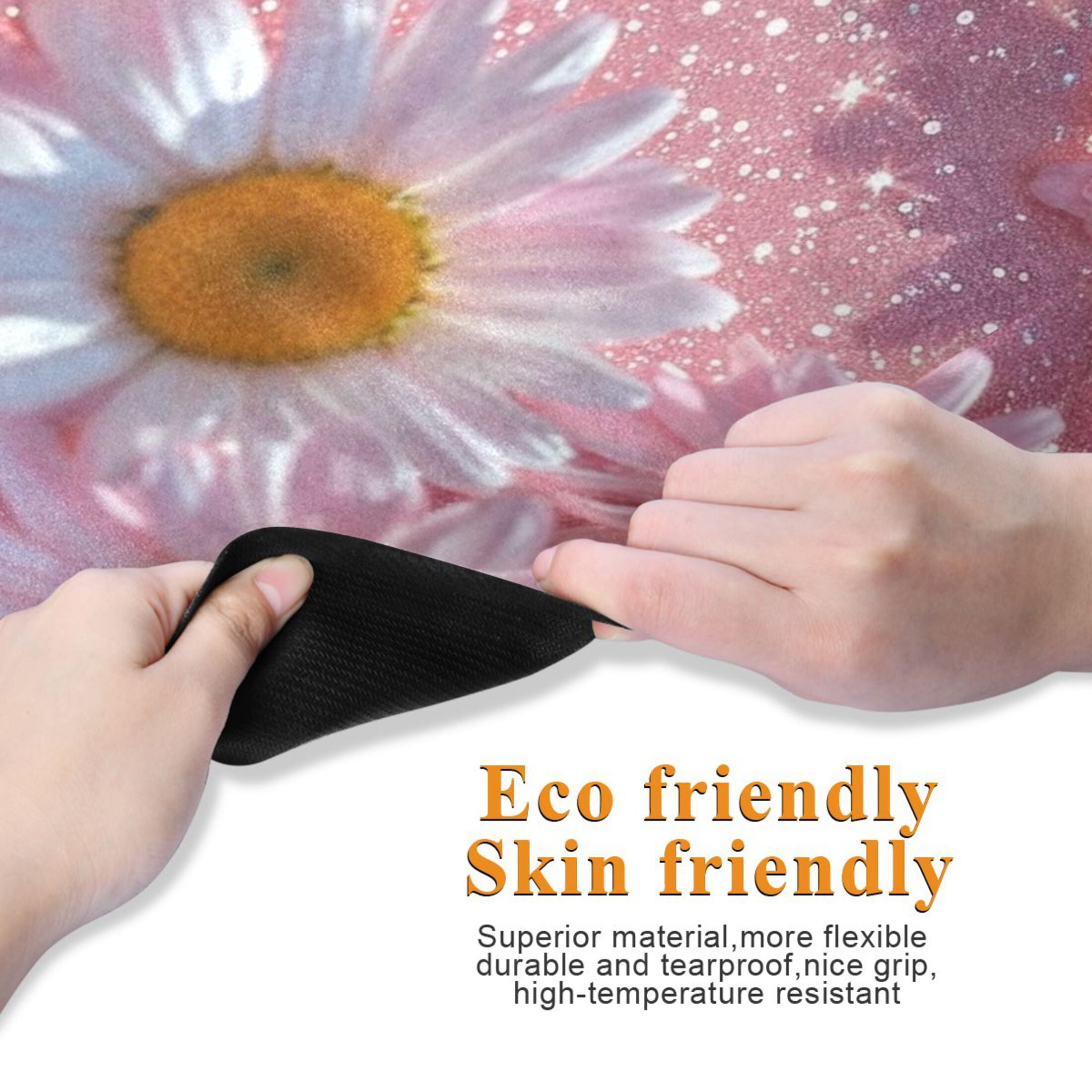 BZSMCE Yoga Mat Women Fitness Mat Daisies in Sparkling Dew Pattern