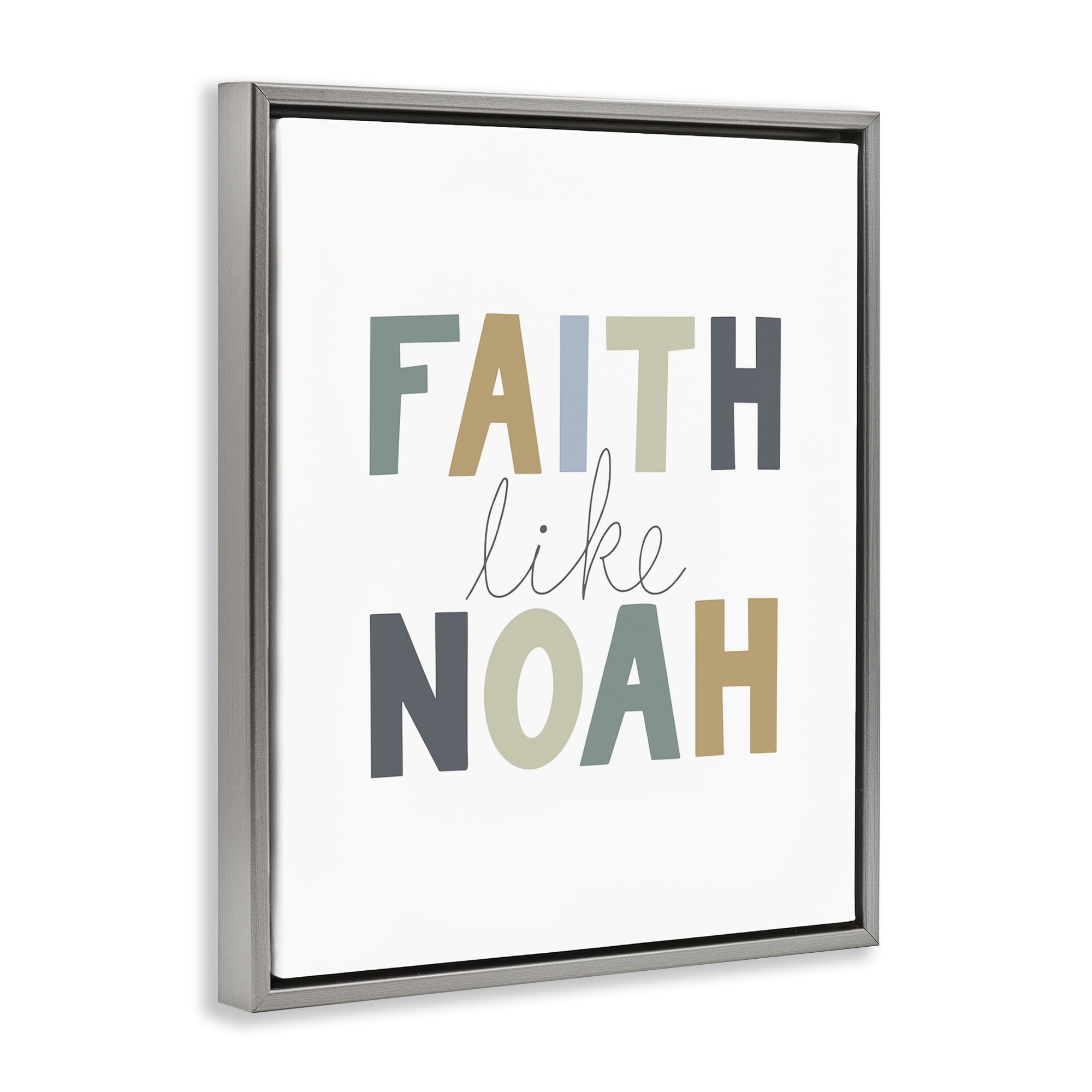 Stupell Industries Faith Like Noah Religious Painting Gray Floater Framed Art Print Wall Art, 17 x 21