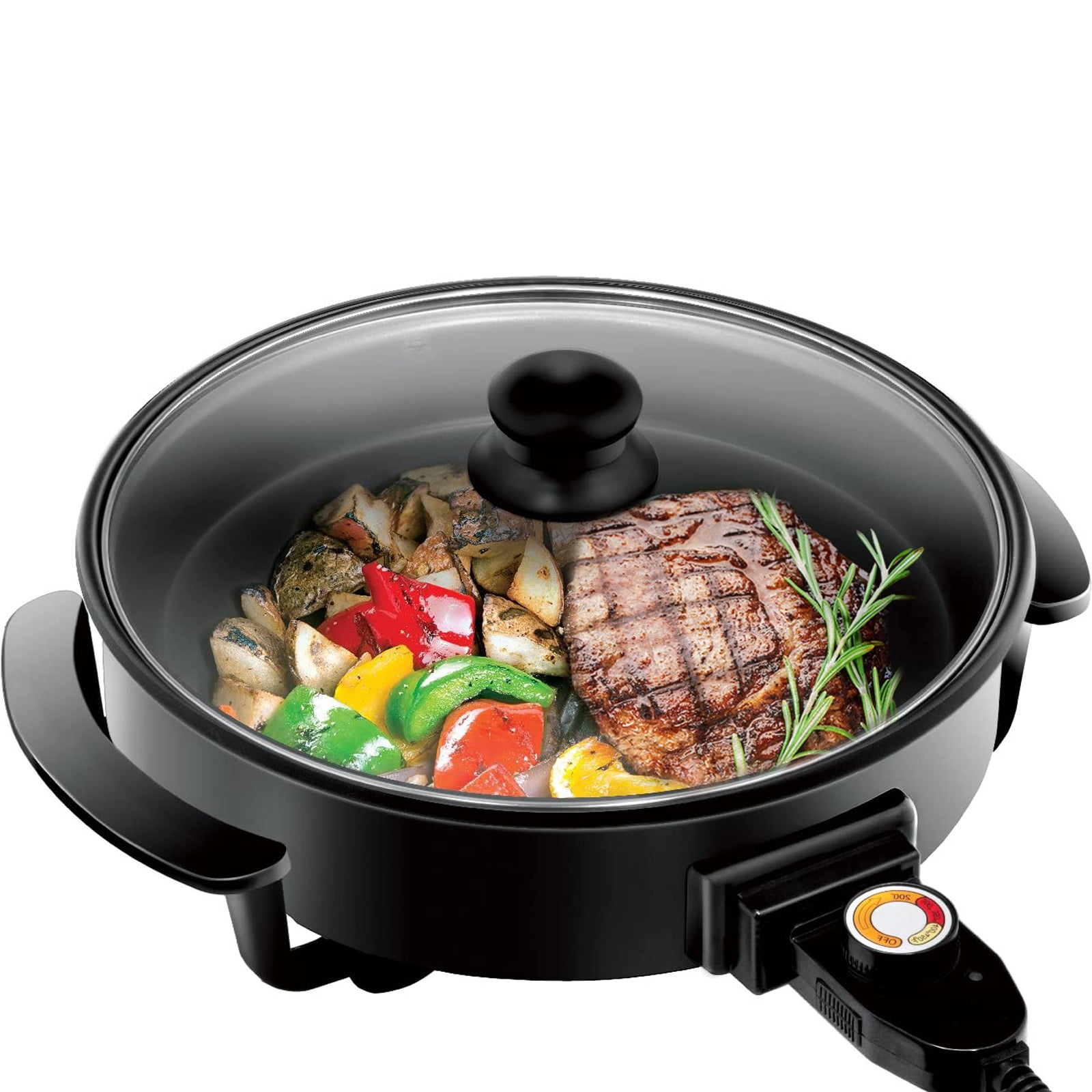 Nonstick Electric Skillet 12In Round Frying Pan Temperature