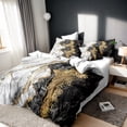thumbnail image 2 of Orylavena Black and Gold Marble Microfiber Duvet Cover Set, Twin, 3-Piece, 2 of 8