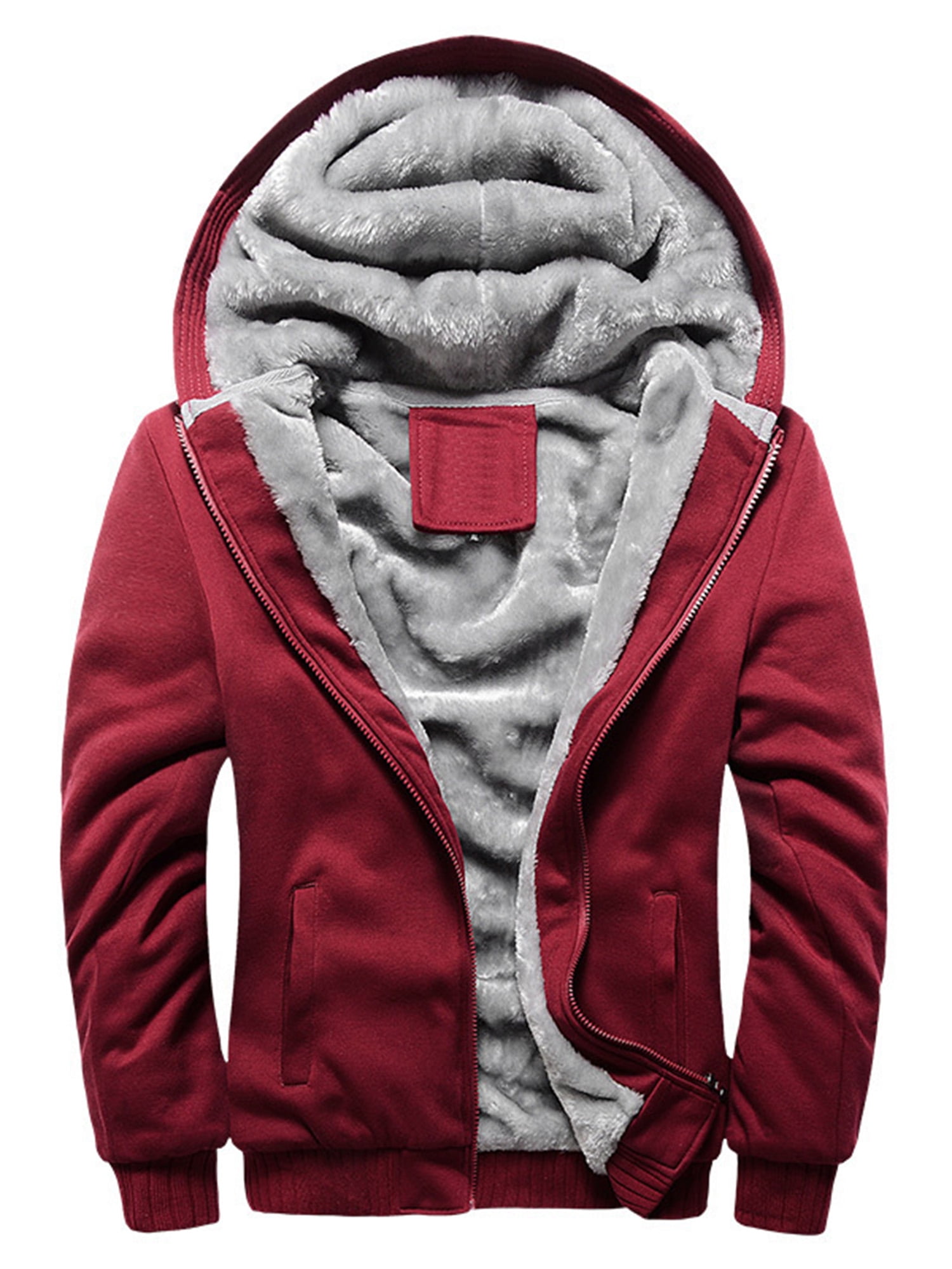 Men's Thick Warm Fleece Lined Hooded Hoodie Winter Zip Up Coat Jacket Sweatshirt