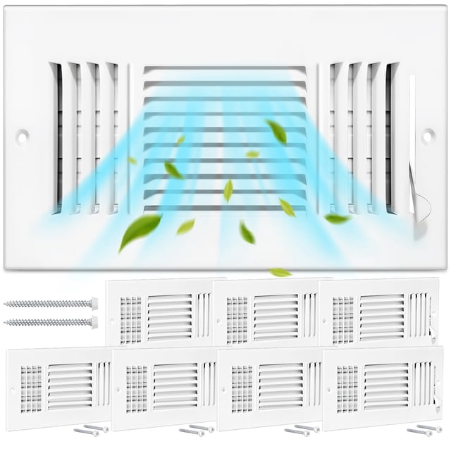 Registro de ventilación de techo Gmurnai, 10 x 8 pulgadas, blanco, 3 vías, acero