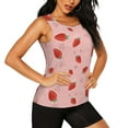 thumbnail image 2 of Xecao Cute Strawberry C print women's scoop neck, loose-fit workout tank tops for the gym., 2 of 9