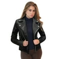 thumbnail image 1 of Olivia Miller Womens Faux Leather Zip Up Moto Biker Jacket, 1 of 2