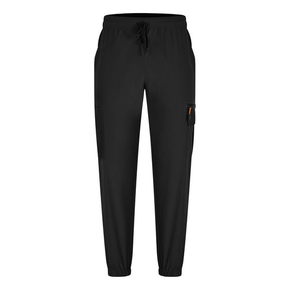 Cavosen Cargo Pants for Men Flowy Low waist Trousers with Pockets Solid Elastic Waist Bottoms Jogger Windbreaker Trendy Clothes
