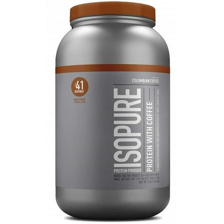 Isopure, 100% Whey Protein Isolate With Coffee, 25 g Protein, Colombian Coffee, 3 lb, 41 Servings