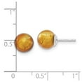 thumbnail image 2 of 925 Sterling Silver Post Yellow Color Murano Glass Earrings 8x8mm Wide Stud Earring for Women, 2 of 2